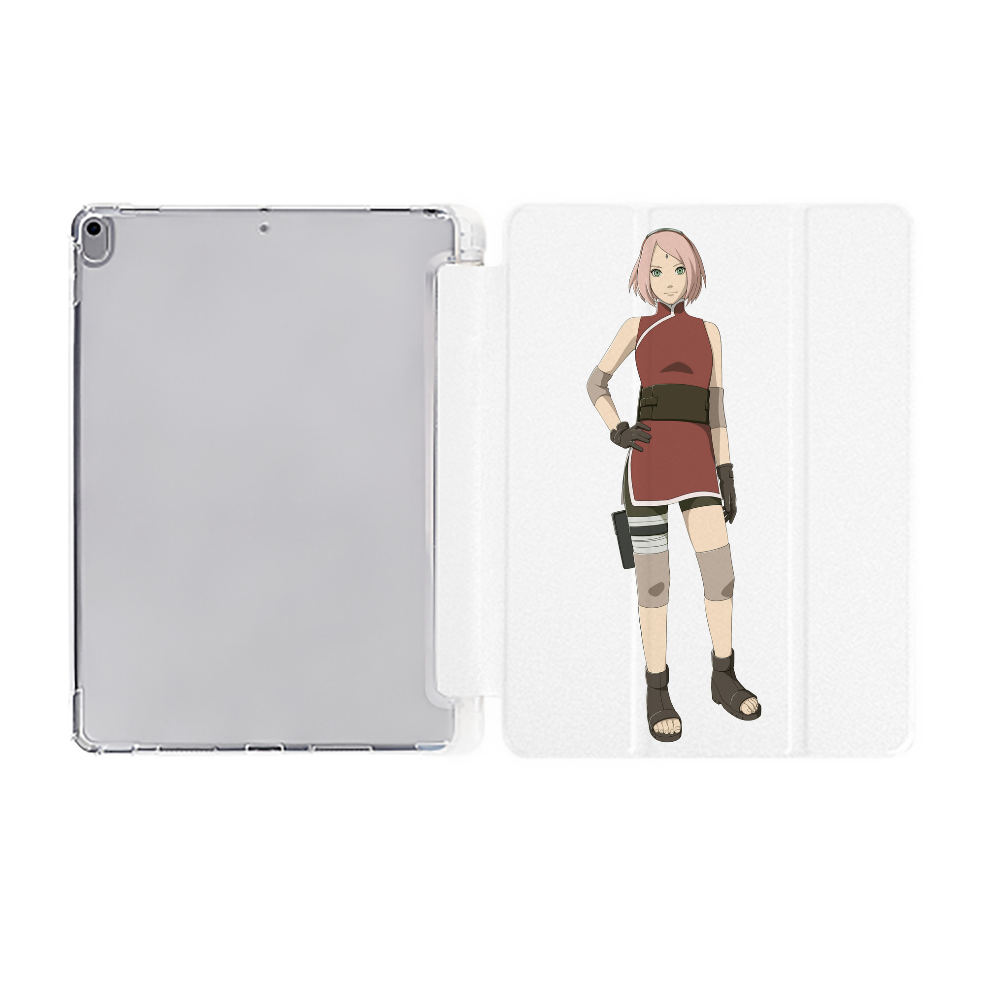 （画像用） NARUTO -ナルト- 春野サクラ Haruno Sakura IPad ケース ペン収納付き 三つ折りスタンド PUレザー×シリコン 対応機種9.5/10.5/10.9インチ
